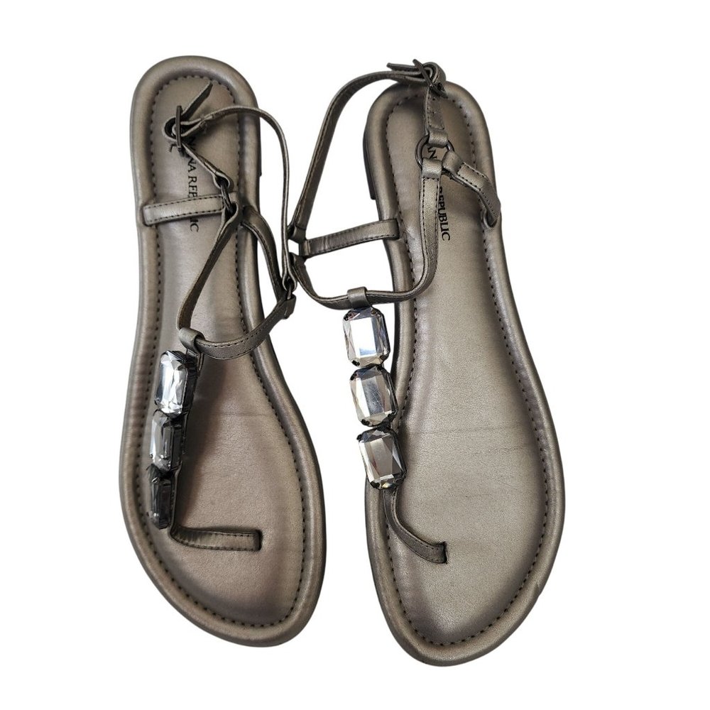 Banana Republic Womens Silver Sandals With Gem Accents Size 8.5